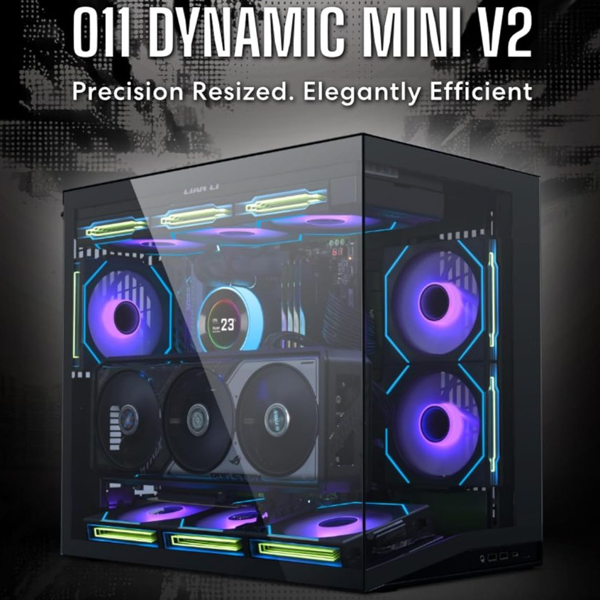 LIAN LI O11 Dynamic Mini V2 - เคส Dual Chamber ATX [ BLACK / WHITE ]