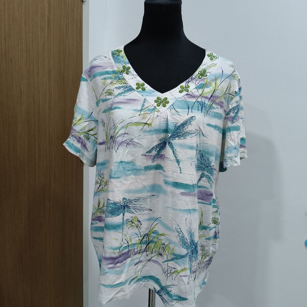 เสื้อเบลาส์เสื้อยืดโอเวอร์ไซส์ Preloved มีสไตล์ P26