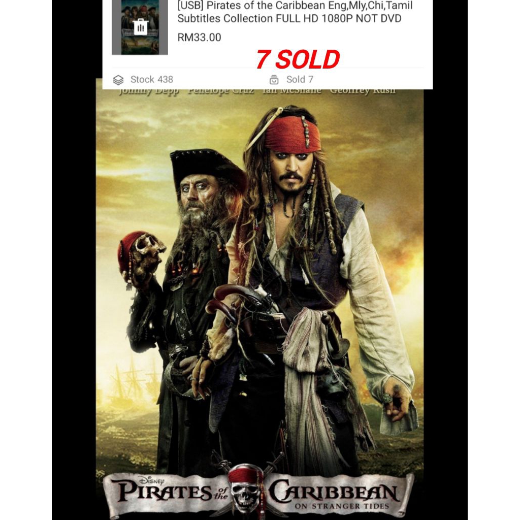 [USB] [7 MOVIES] Pirates of the Caribbean Eng,Mly,Chi,Tamil Subtitles Collection FULL HD 1080P ไม่ใช