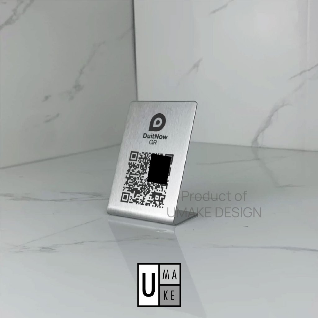 สแตนเลส Duitnow QR Code การออกแบบที่กําหนดเองเลเซอร์แกะสลัก Scan Pay MAE Ewallet QR Kod