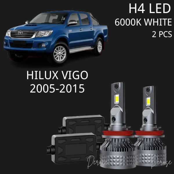 Toyota Hilux Vigo Hilux 2005-2015 H4 ไฟหน้ารถ LED หลอดไฟหน้า LED 2 ชิ้น 6000K