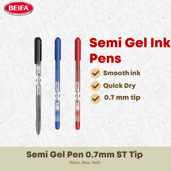 BEIFA ปากกาเจลกึ่ง - 0.7 มม. ST Tip สีดําสีน้ําเงินหมึกสีแดงเขียนลื่นมากหลายสีหมึกแห้งเร็ว TA606A St
