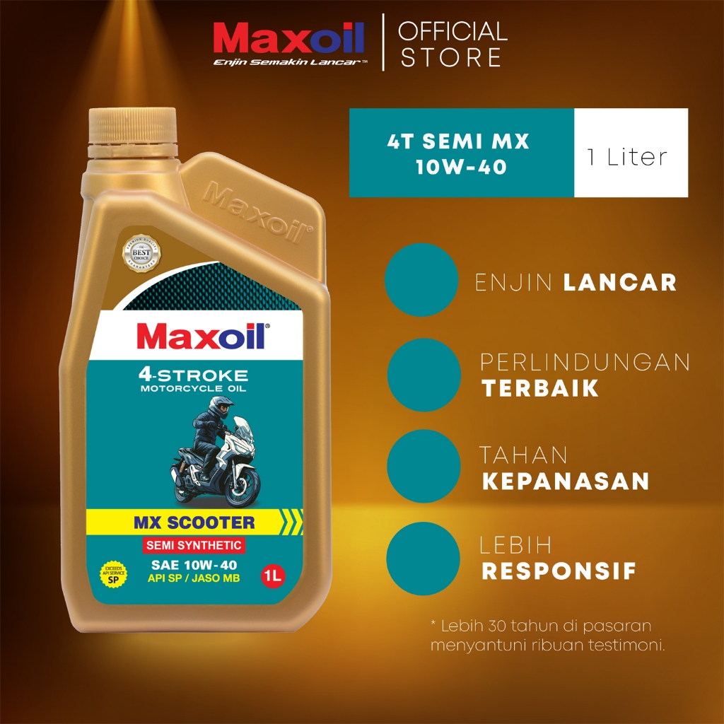 MAXOIL 4T MX SCOOTER กึ่งสังเคราะห์ SAE 10W40 API SP JASO MB - 1L