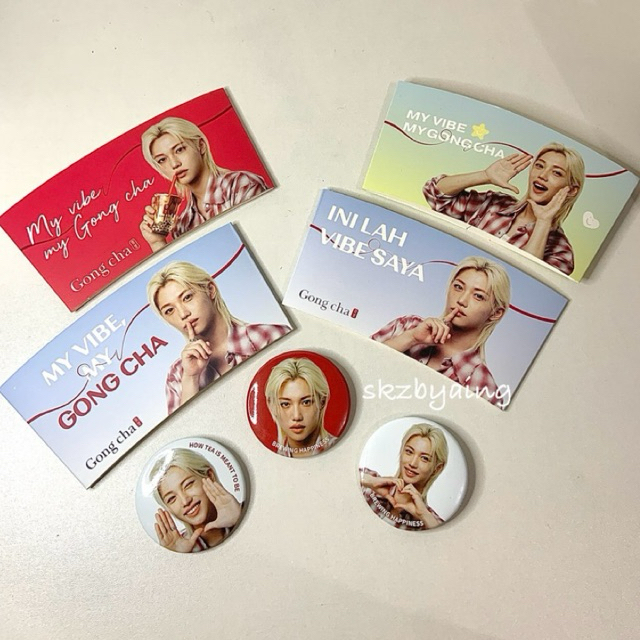 [OFFICIAL] Stray Kids Felix Gongcha Pin Badge Cupsleeve