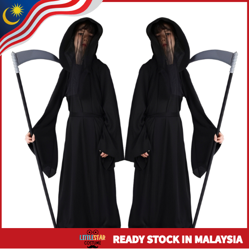 Kids Grim Reaper Costume – ชุดผีน่ากลัวกับ Scythe & Cloak สําหรับวันฮาโลวีน
