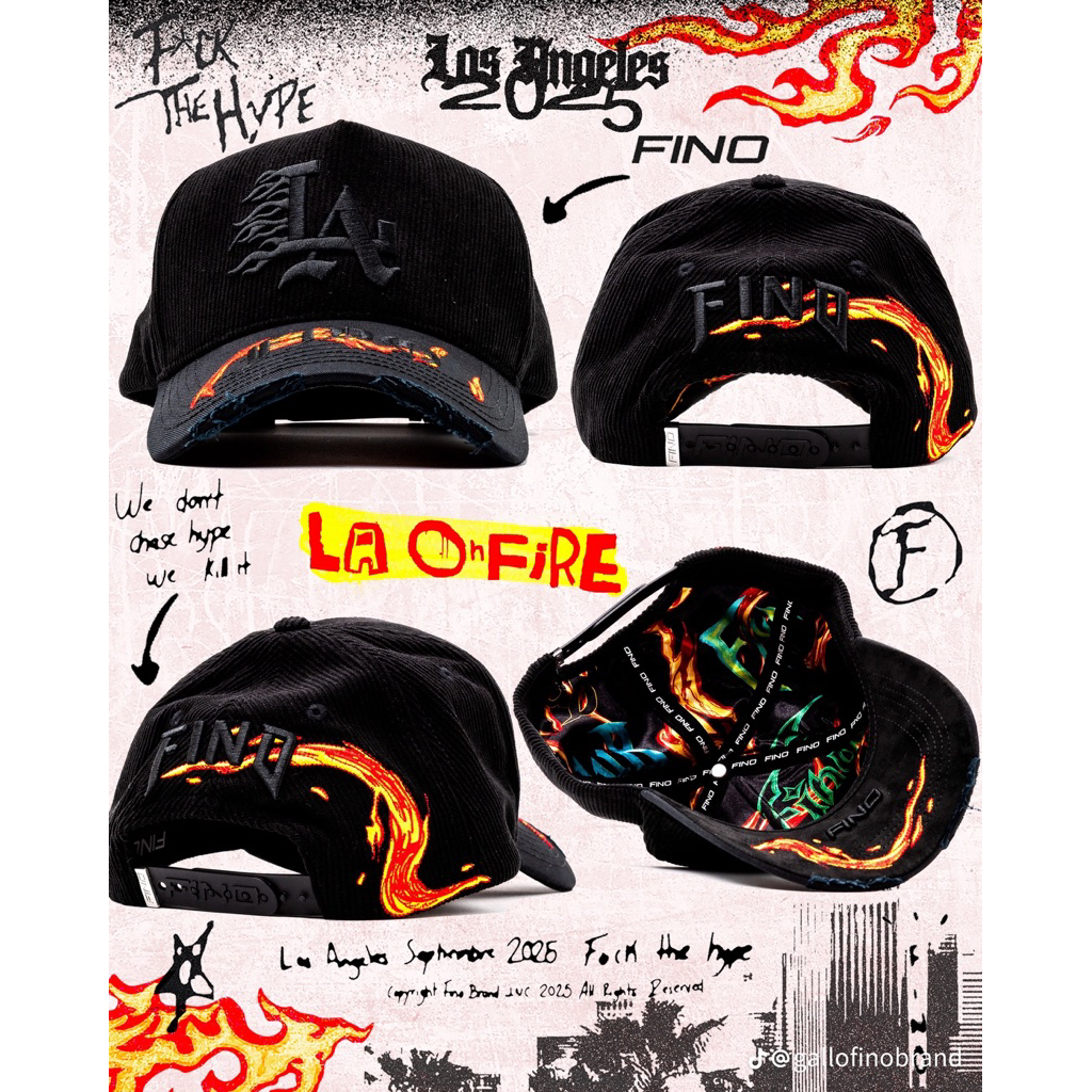 หมวก Snapback ใหม่เอี่ยม GF LA สีดํา