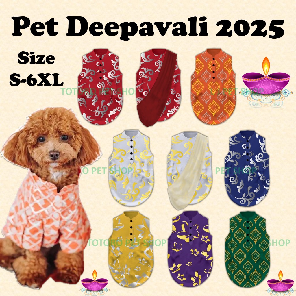 สัตว์เลี้ยงพรีเมี่ยม Kurta Sherwani 2025 Deepavali Diwali - เสื้อเสื้อผ้าสุนัขแมวใหญ่, Baju Kucing J