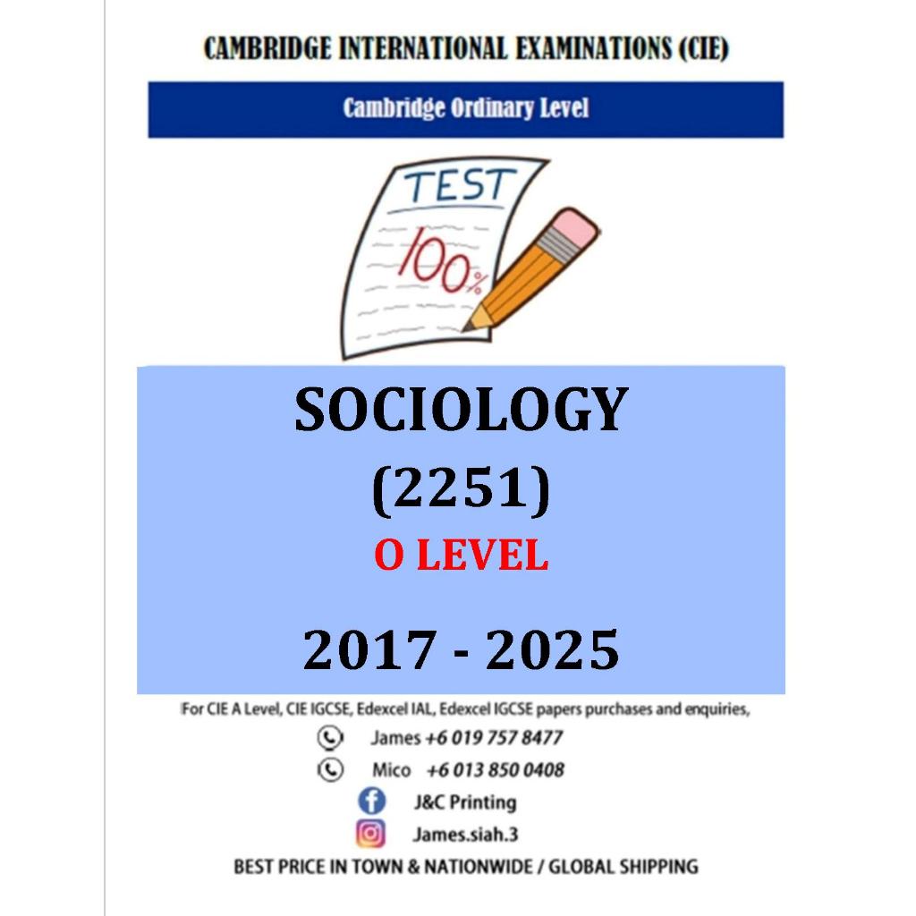 O Level SOCIOLOGY (2251) 2017-June/Nov 2025 (กระดาษ 1,2)
