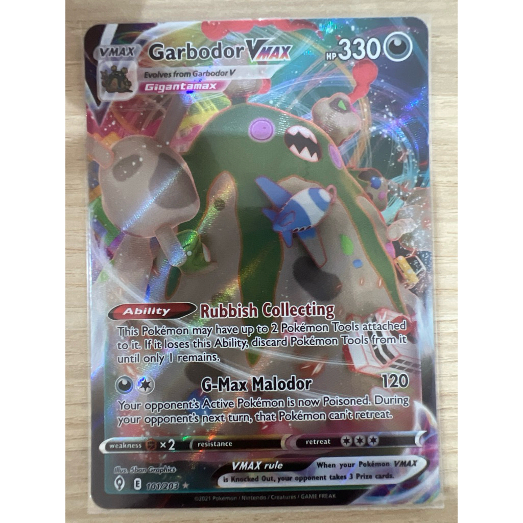 Garbodor Vmax 101/203 Evolving Skies NM Ultra Holo การ์ดโปเกมอน