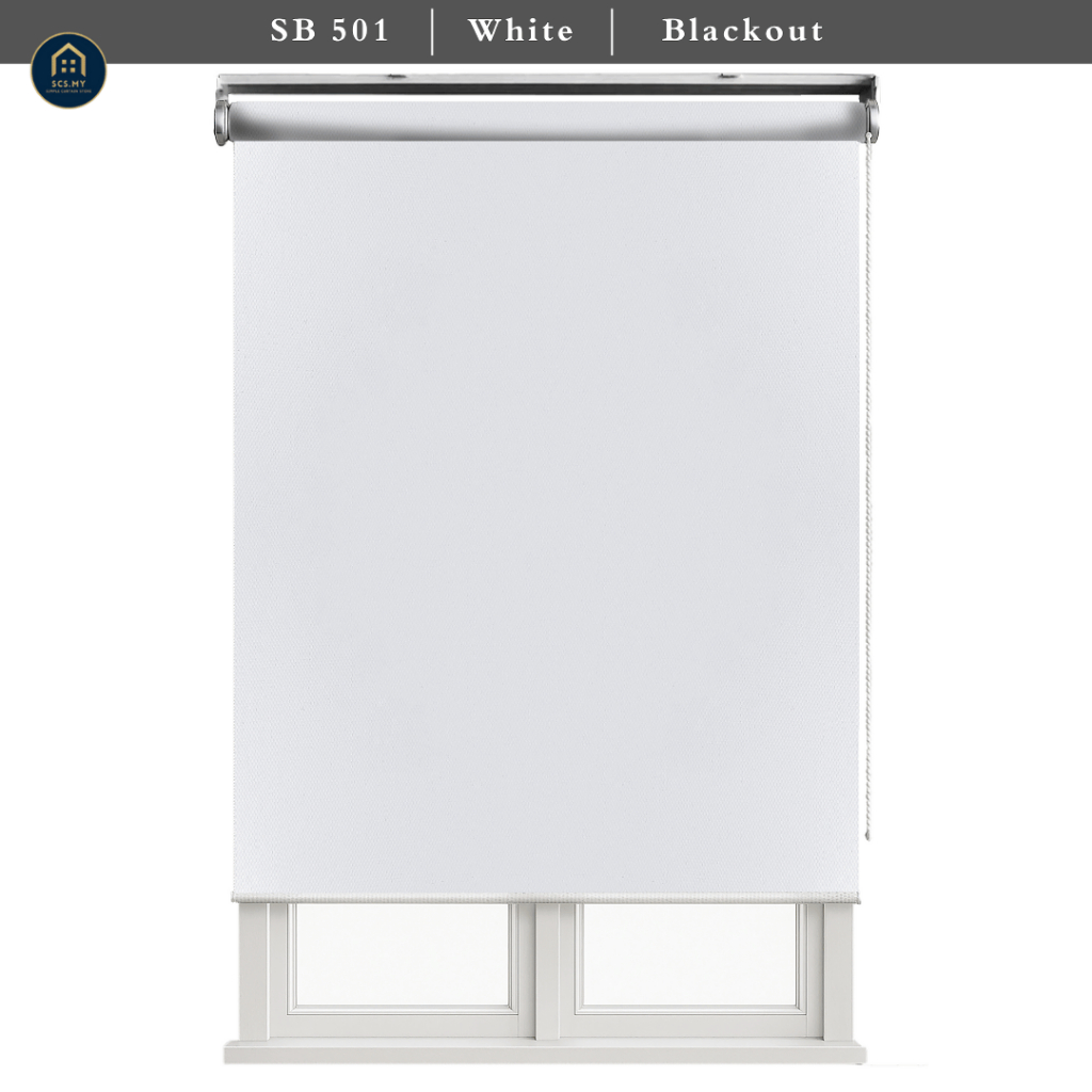 Roller Blind SB501 - สีขาว 100% Blackout | มินิมอล | โฮมออฟฟิศ | ผ้าม่านตาบอดสําหรับหน้าต่าง | สั่งท