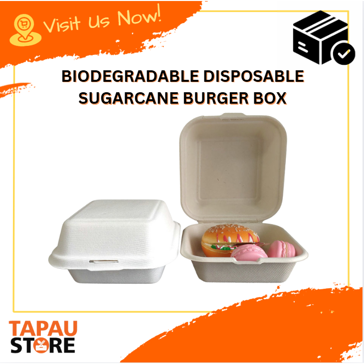 BURGER BOX/BIODEGRADABLE DISPOSABLE SUGARCANE BURGER BOX