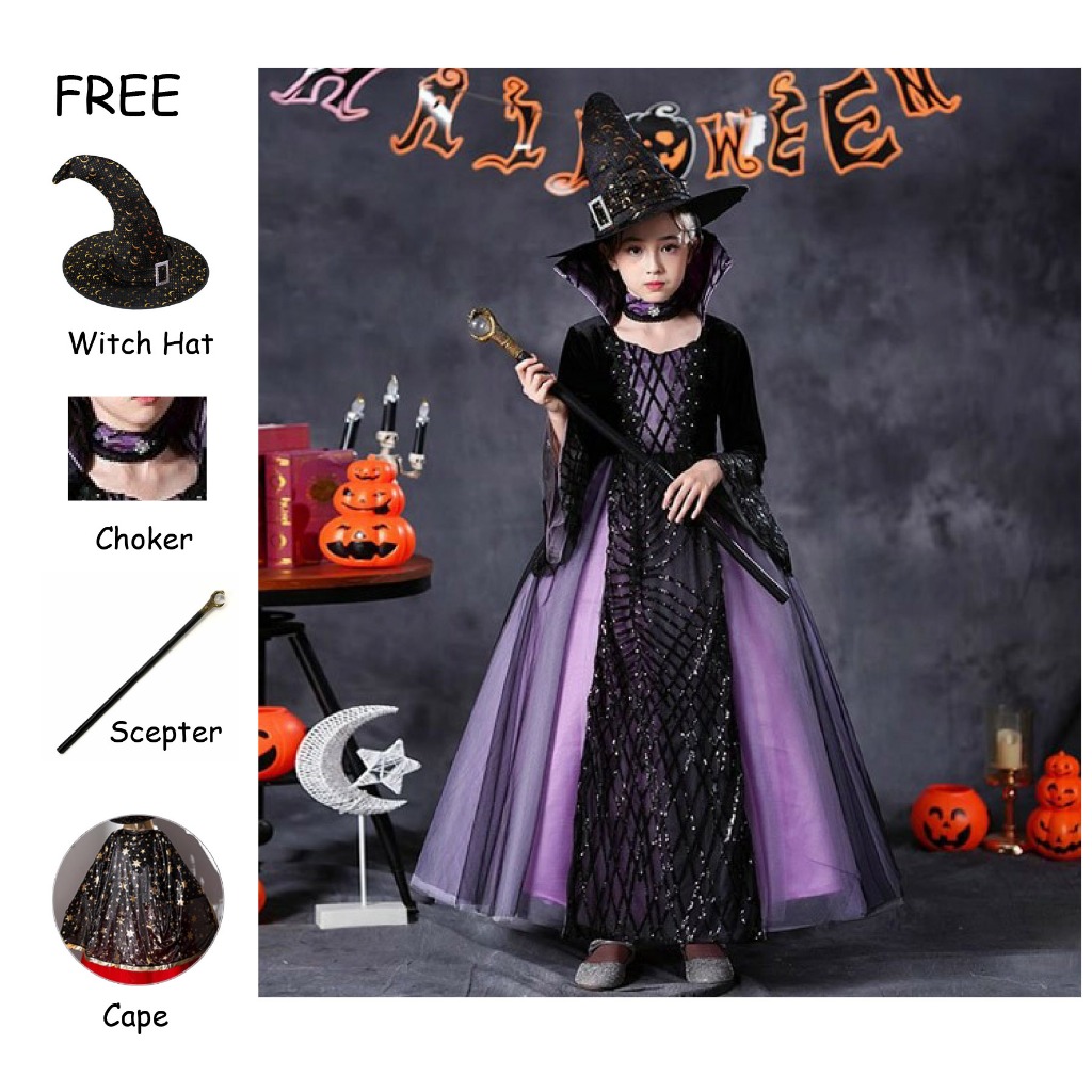 (พีซีสุดท้าย Size 110)Wicked/Harry Potter Movie สีม่วง Elegant Sequins Soft Tulle คอสเพลย์/ชุด Costu