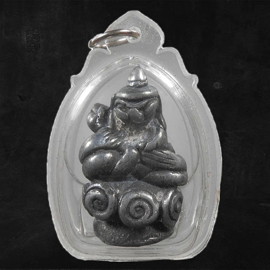 จริง ANTIQUE ARAHANT PHRA UPAKUT BRIING FORTUNE LUCKY RICH MONEY PROTECTIVE OLD THAI BUDDHA AMULET P