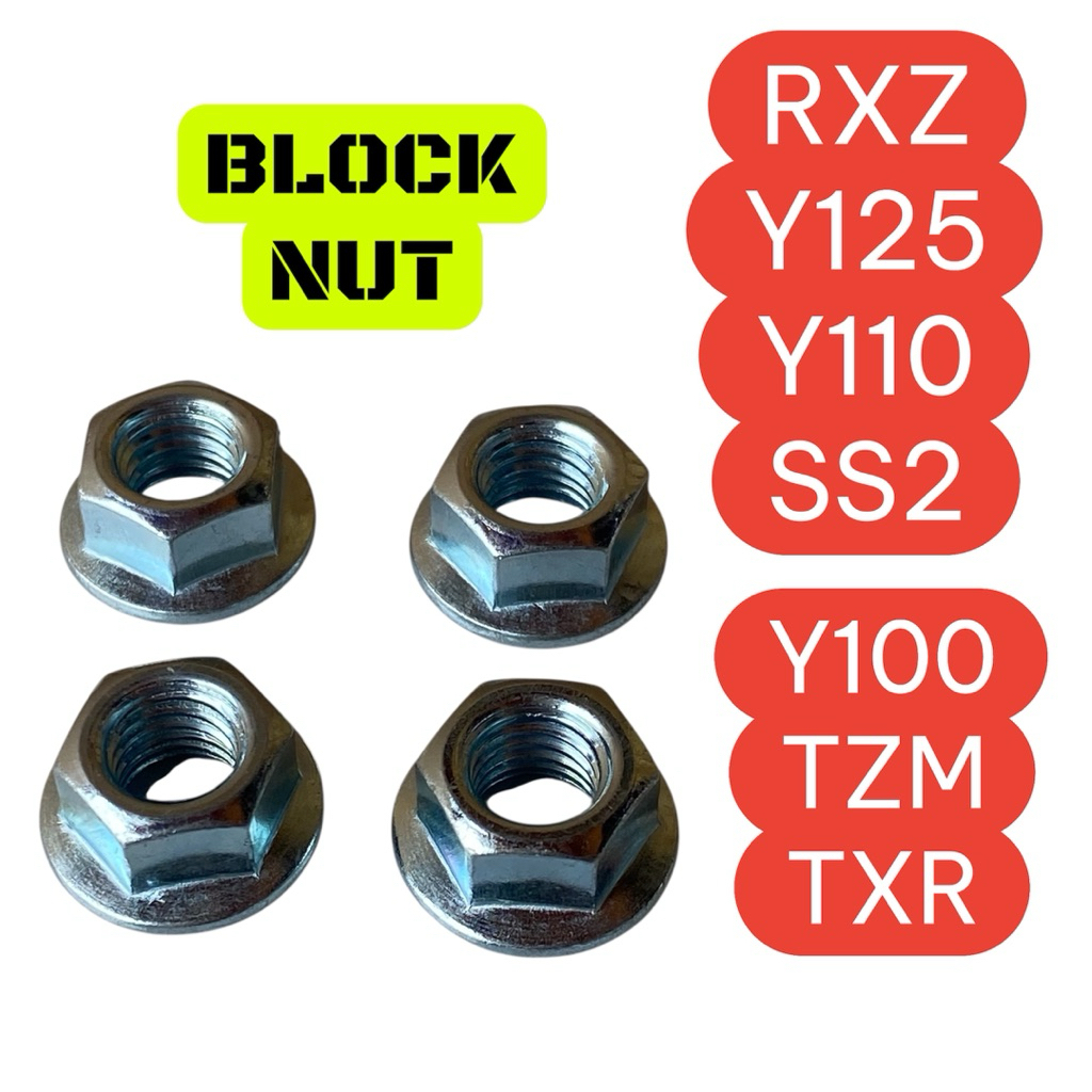 [4 ชิ้น] RXZ Y125Z Y110 Y100 SS2 TZM TXR M8x12 JN8(12) BLOK BLOCK NUT FLANGE NUT [4 ชิ้น]