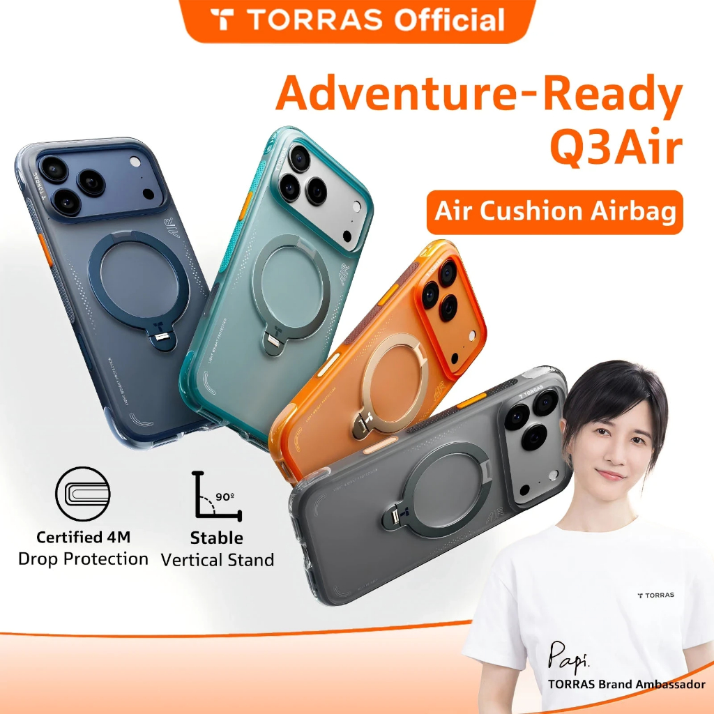 TORRAS Q3 Air Magnetic Pivot Stand Case Semi-Transparent กันกระแทกพร้อมมุมถุงลมนิรภัย,สําหรับ iPhone