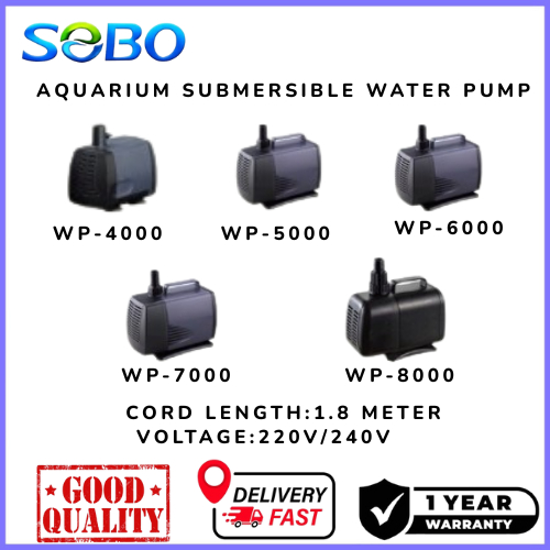 SOBO ปั๊มน้ําใต้น้ําตู้ปลา WP-4000 / WP-5000 / WP-6000 / WP-7000 / WP-8000 ปั๊มไหลสูง