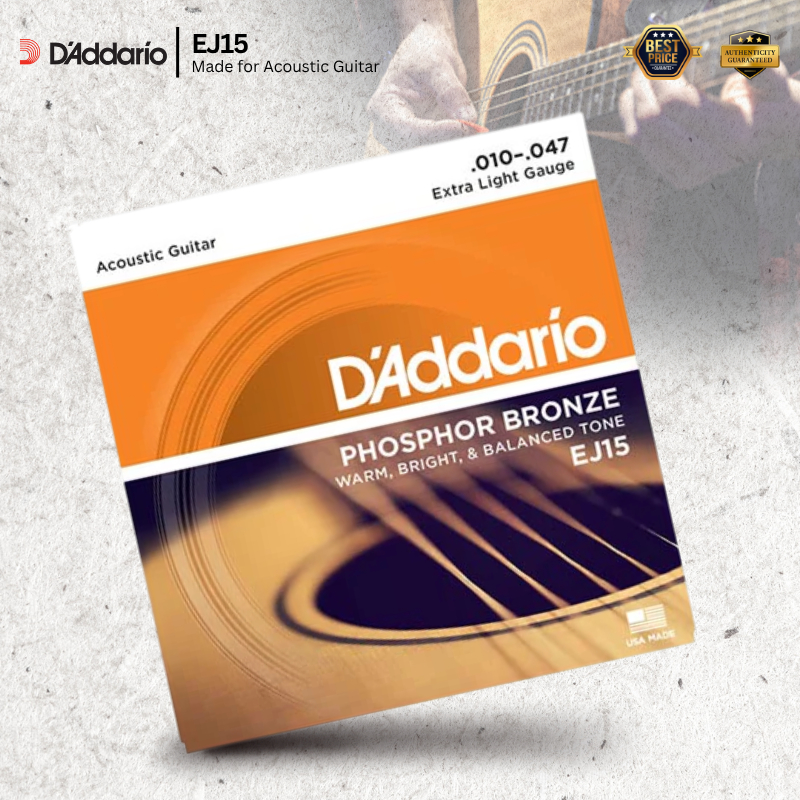 สายกีต้าร์โปร่ง Daddario Phosphor Bronze (EXTRA LIGHT,EJ-15)/ (LIGHT,EJ-16)/ (CUSTOM LIGHT,EJ-26)
