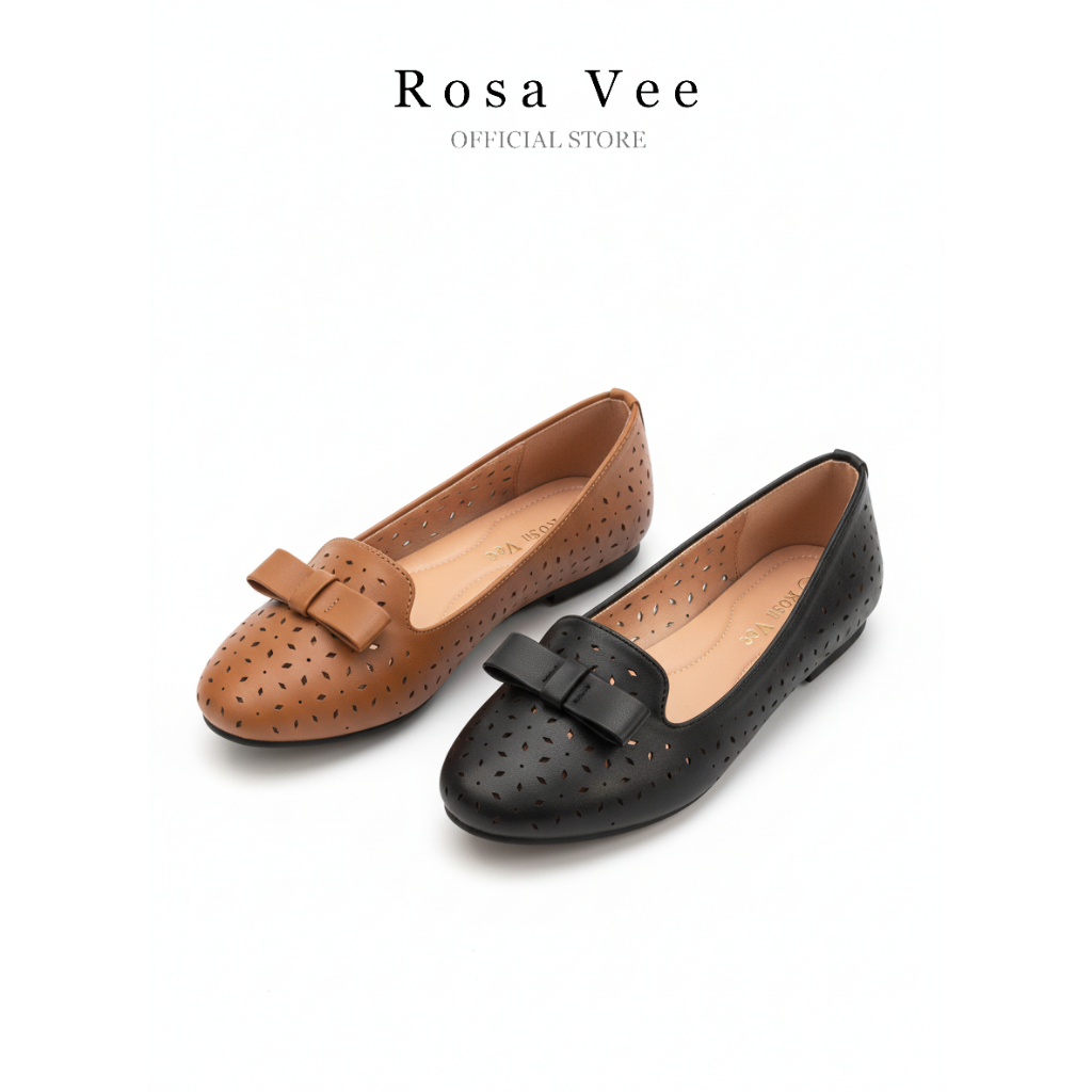 Rosa Vee Perforated รองเท้าโลฟเฟอร์ดีเทลโบว์