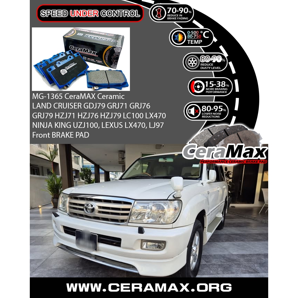 Ceramax เซรามิค MG1365 Toyota LAND CRUISER UZJ100 GRJ79 HZJ79 LC100 Lexus LX470 ผ้าเบรคหน้า