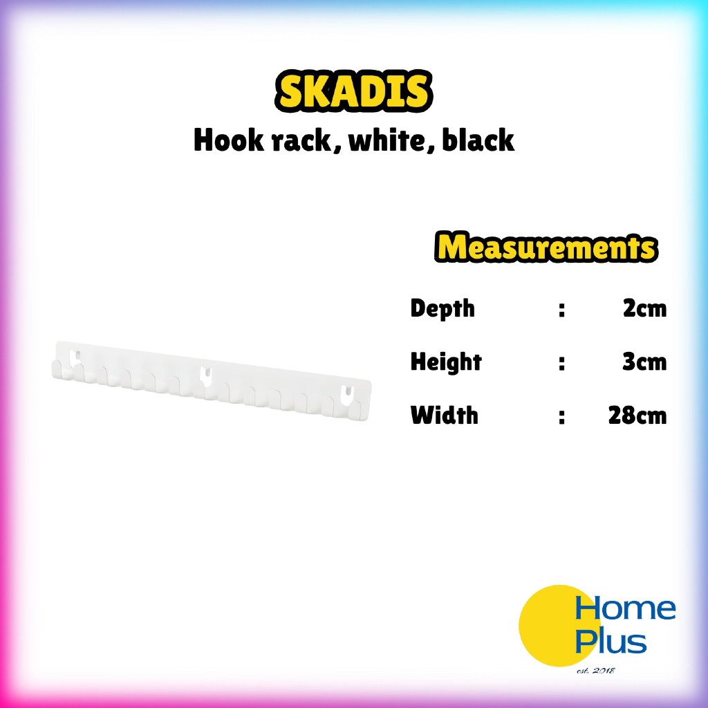 HomePlus ️ SKACIS ชั้นวางตะขอ สีดํา สีขาว