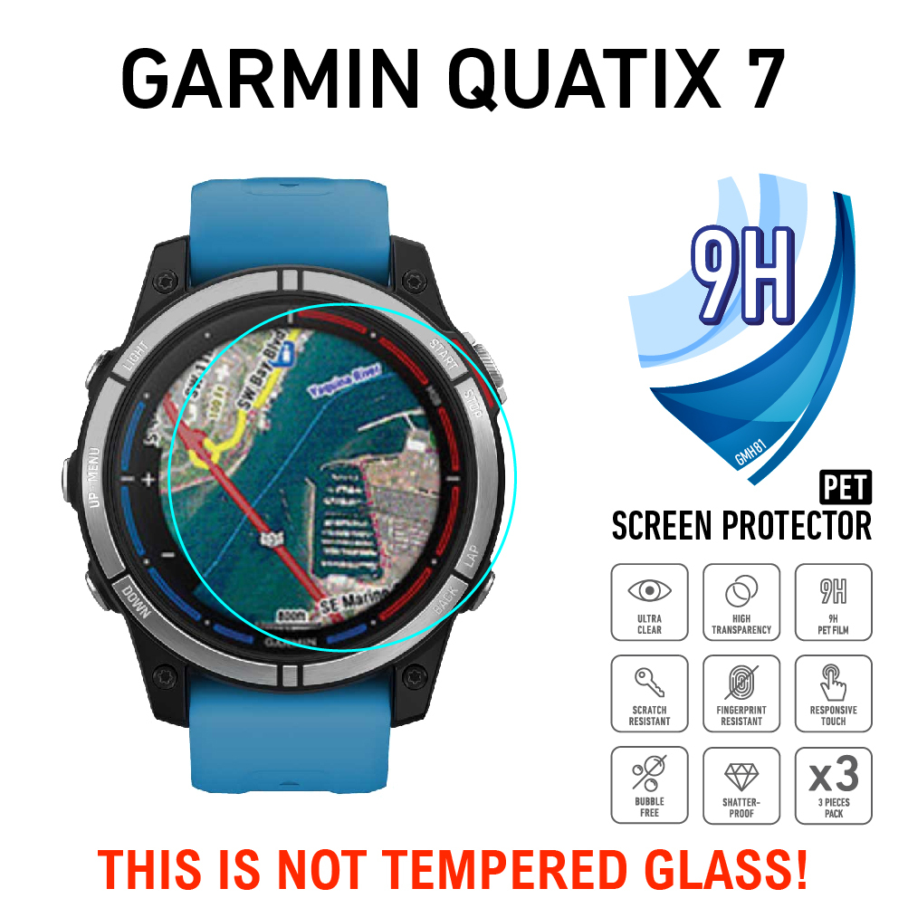 3 ชิ้น 9H PET 0.3 มม. การดูดซึมช็อกป้องกันหน้าจอการ์ด Garmin Quatix 7 8 Pro