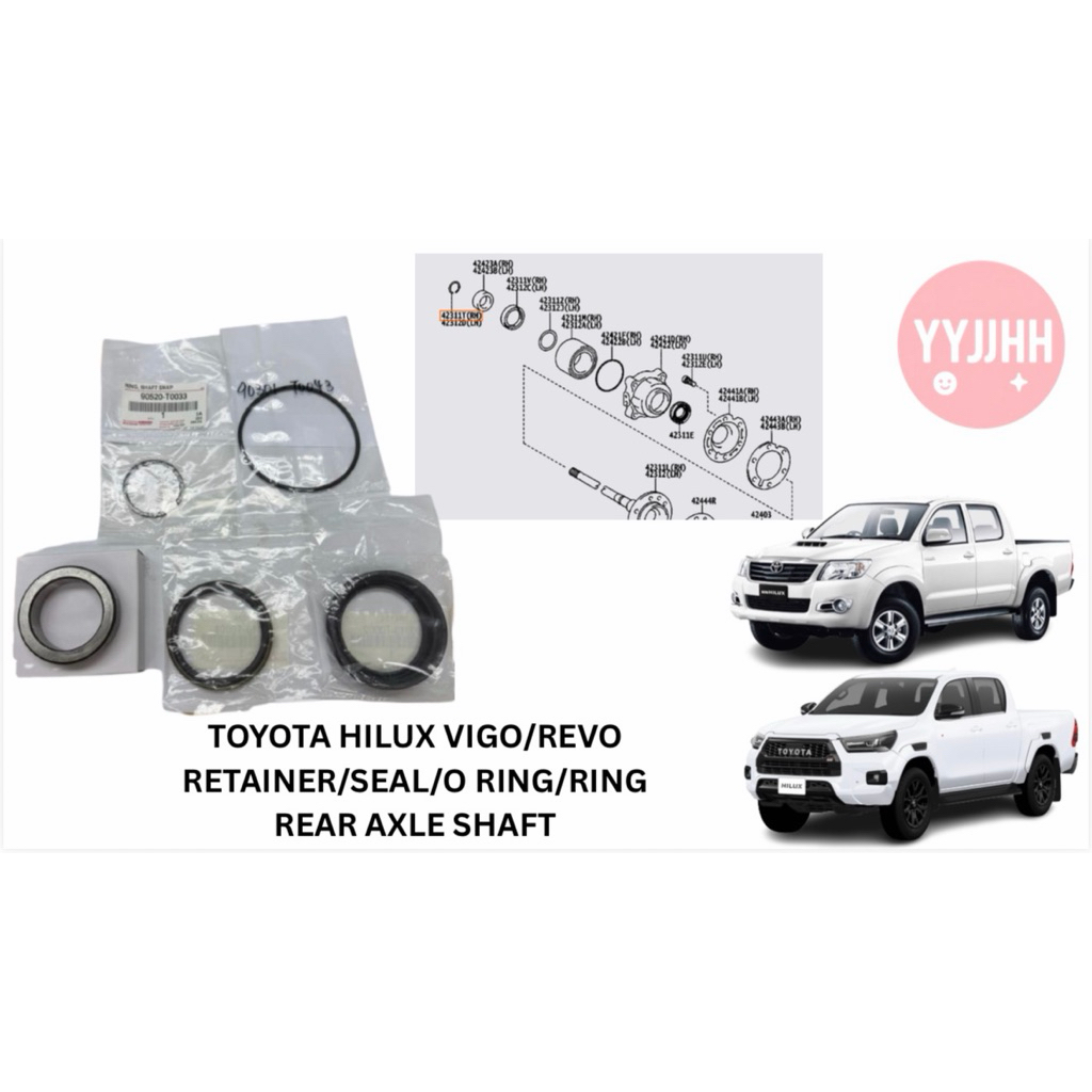 REAR AXLE SHAFT RETAINER(44223-0K020)/SEAL(90313-T0002/90310-T0008)/O RING(90301-T0043)/RING(90301-T