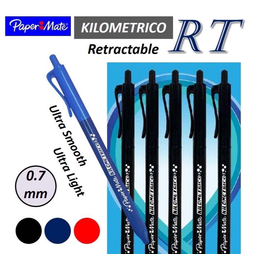Papermate Kilometryico RT Ball Point Pen Retractable Smooth 0.7mm Fine Pen