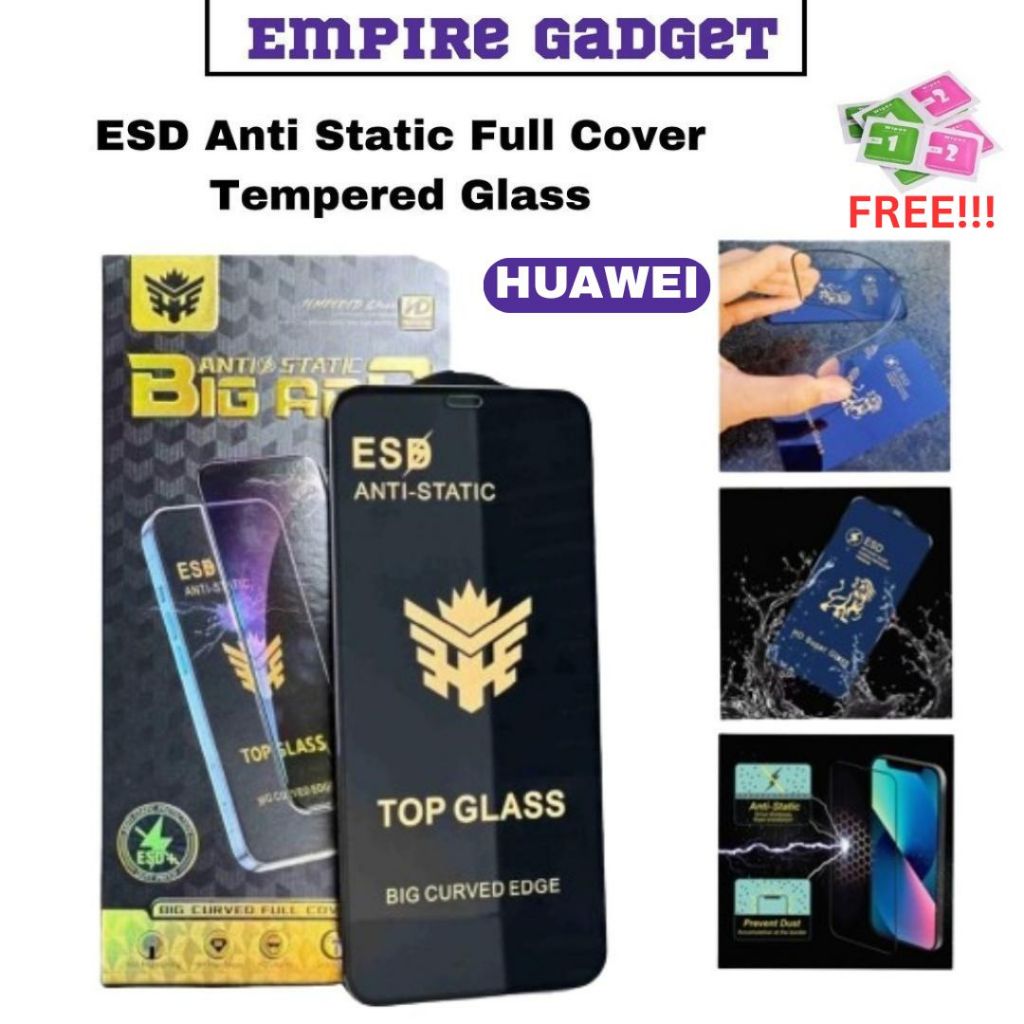 Huawei Nova 3i,2i,2Lite,3,3E,4,4E,5T,7,7i,7SE,11i,P40,P30,Y9Prime,Y9S,Y6Pกระจกนิรภัยกันรอยหน้าจอ ESD