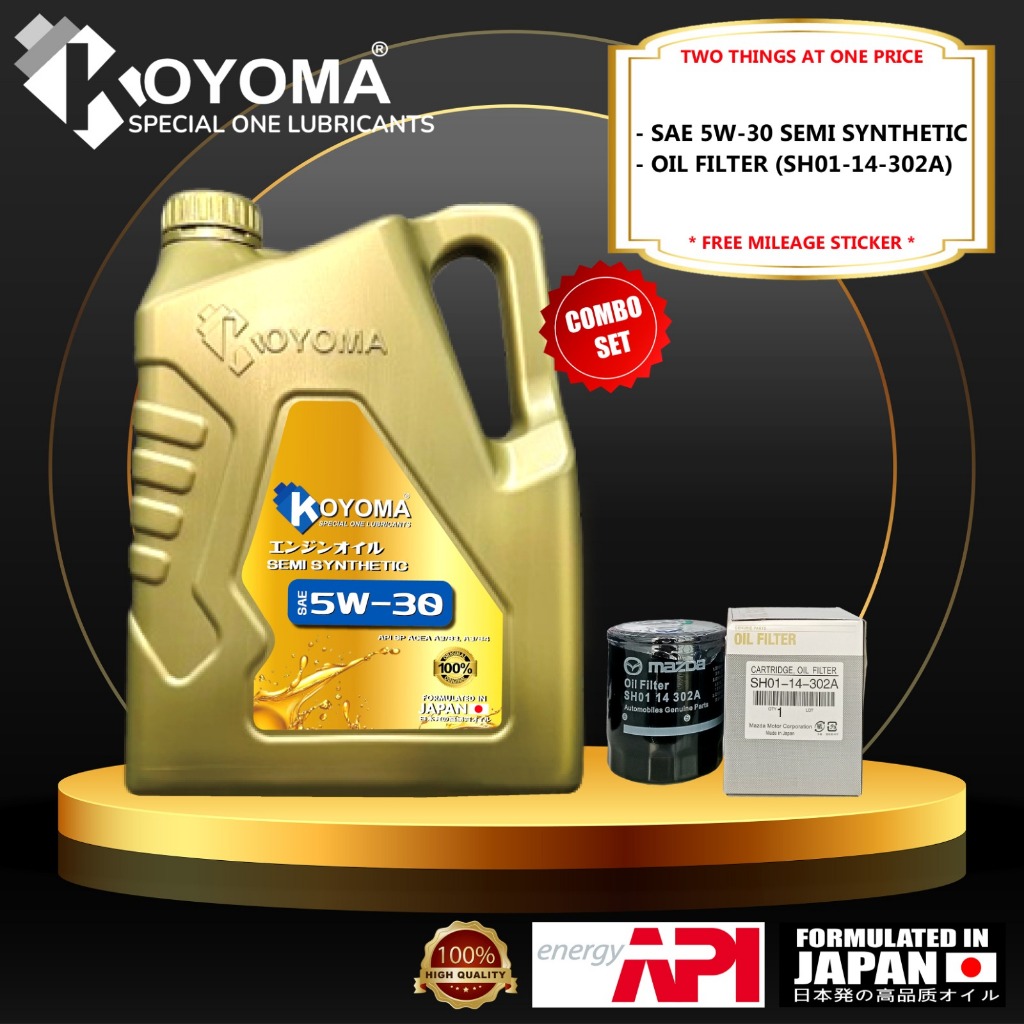 MAZDA 3,5,6 2.0CC NON-SKYACTIV กรองน้ํามัน SH01-14-302 + KOYOMA 5W30 SEMI SYNTHETIC ENGINE OIL