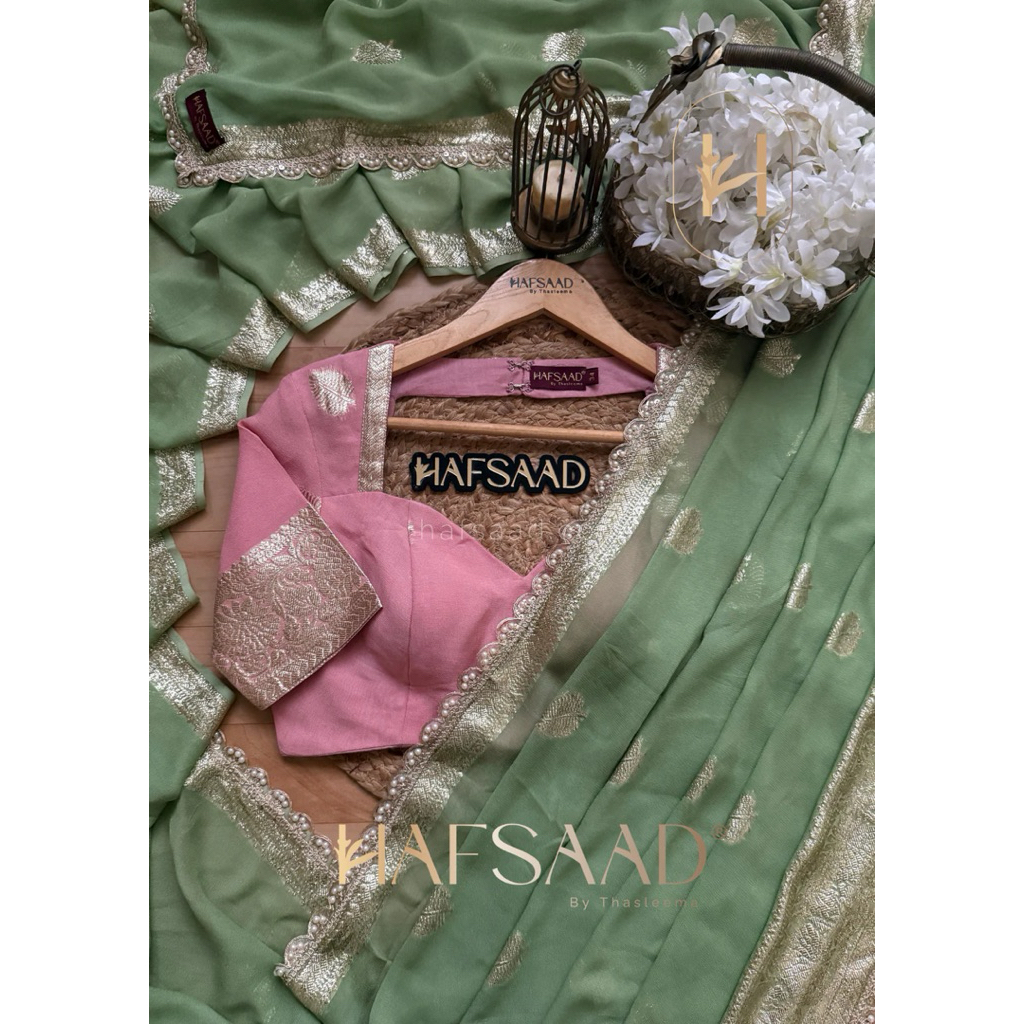 สีเขียว GEORGETTE SAREEs