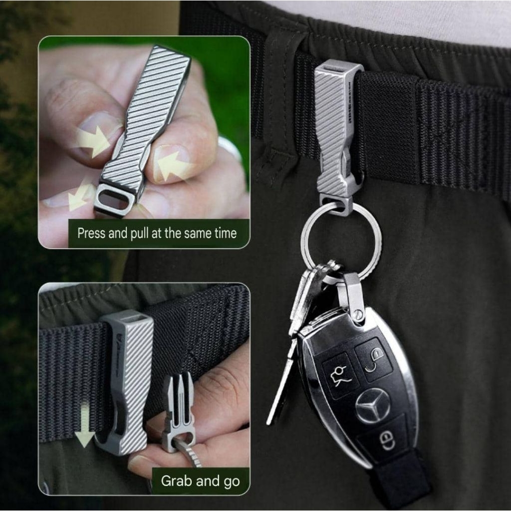 Pioneer EDC Titanium Alloy Belt Buckle EDC Portable Menes Belt Clip เอว Hang พวงกุญแจ