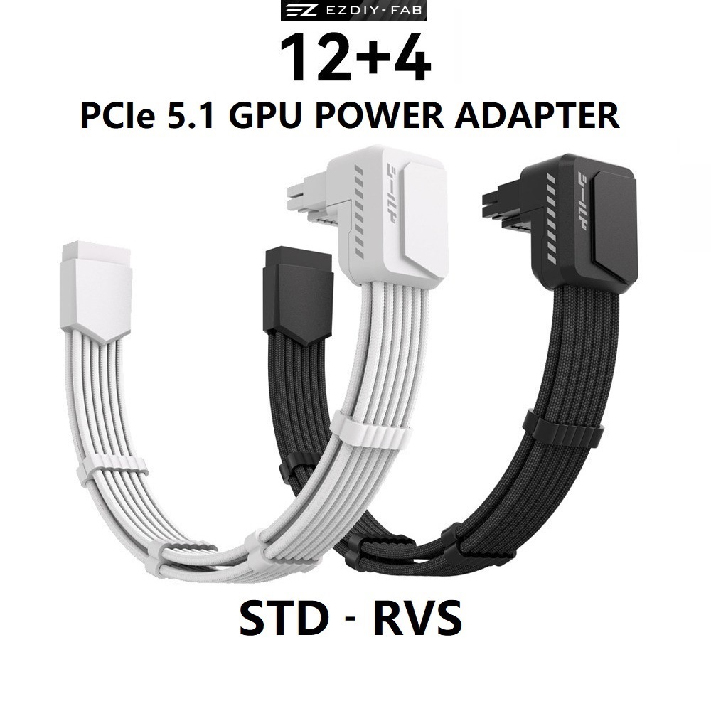 EZDIY-FAB SHIELD 90 16AWG 12VHPWR ชายหญิง Extension PCIe 5.1 PSU Cable Extension RTX30/40/50