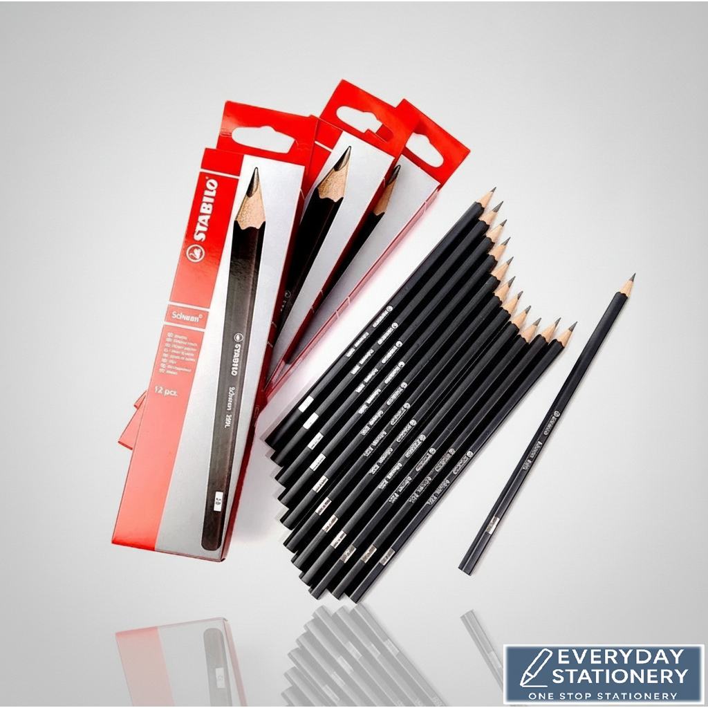 ดินสอ Stabilo Graphite Schwan 2B 309L Pensel Menulis 12 ชิ้น