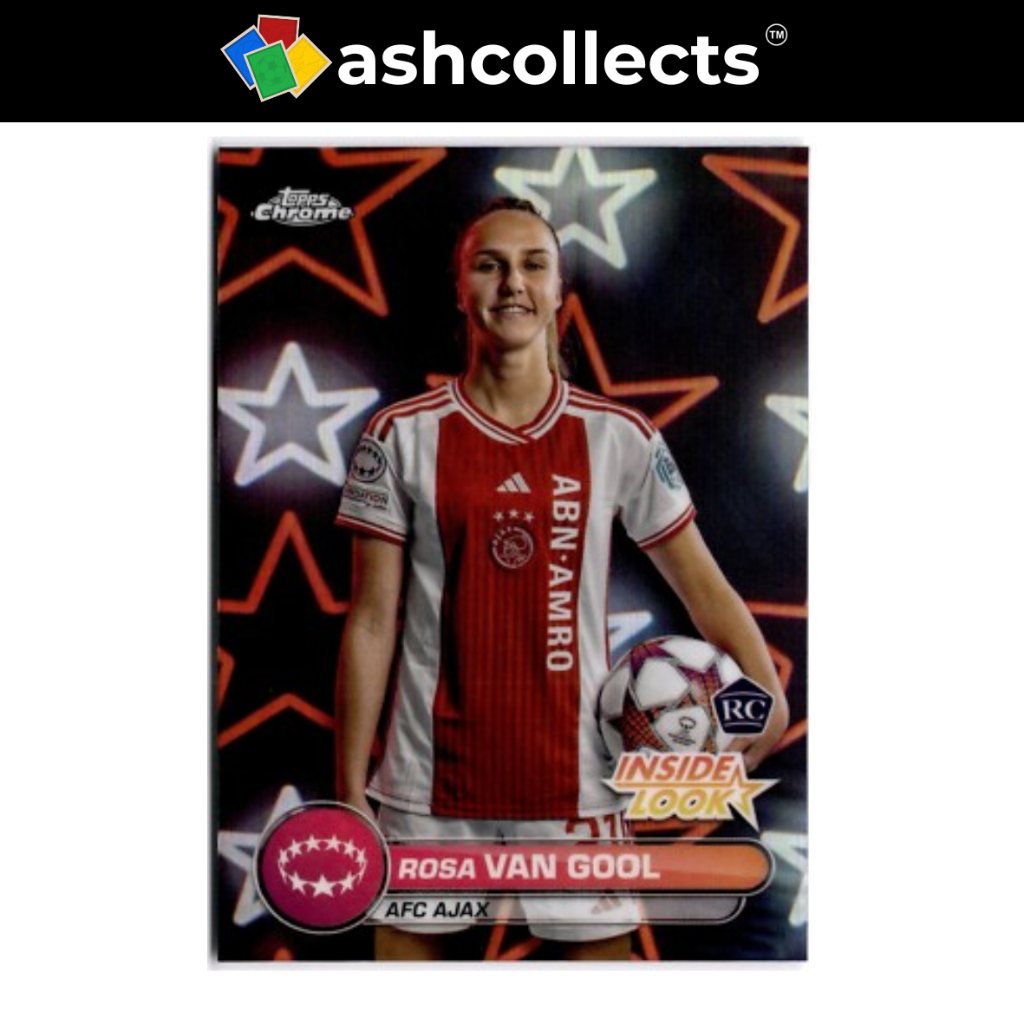 Rosa Van Gool RC Rookie ด้านในดู Ajax Amsterdam ผู้หญิง Topps Chrome UWCL Champions League 2024-25 [