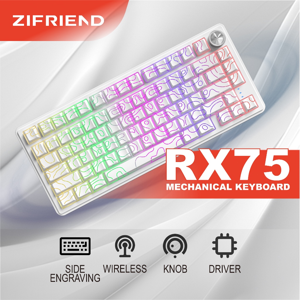 ZINFRIEND RX75 PRO คีย์บอร์ดไร้สาย 5PIN Hotswap Gaming Mechanical Keyboard 75% เค้าโครงพร้อมไดรเวอร์