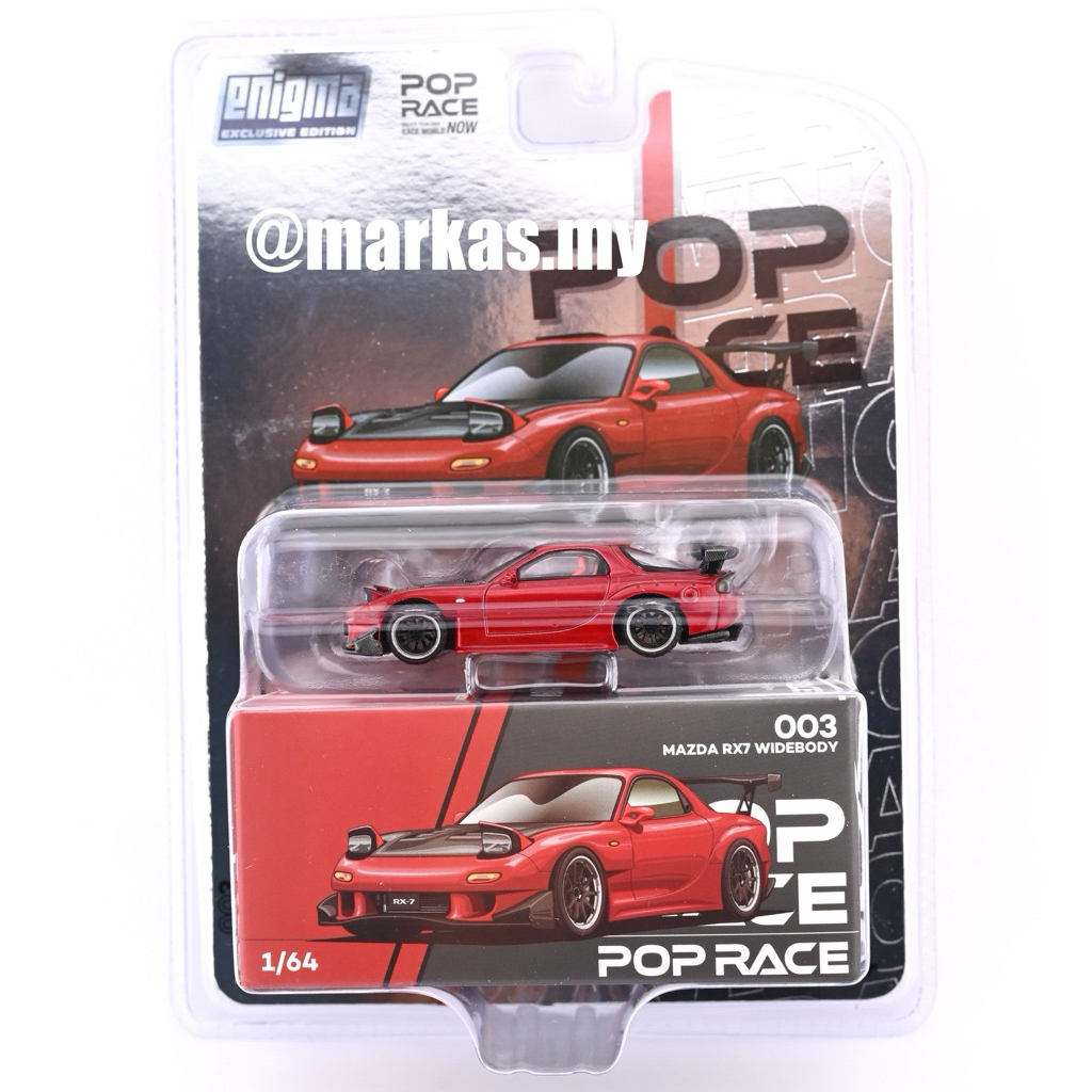 (STANDARD/CHASE) POP RACE X ENGMA 1/64 PRE003 MAZDA RX-7 WIDEBODY METALLIC RED