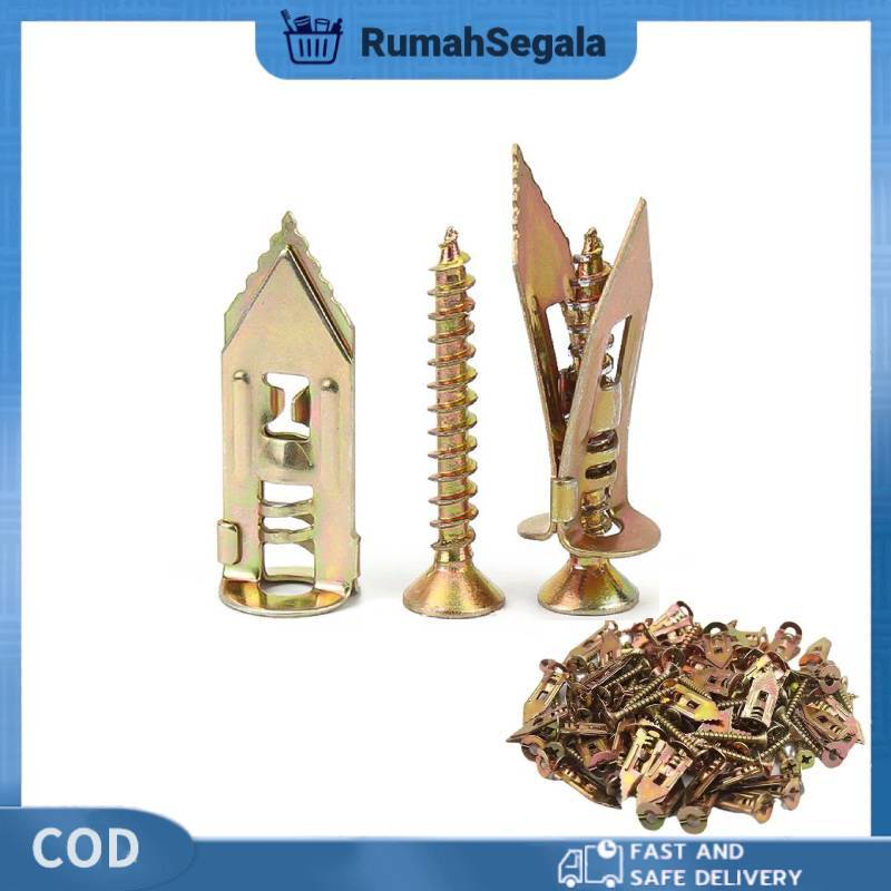 500 ชิ้นผีเสื้อ Anchor Bolts เจาะสกรูขยายค้อนโลหะ Drywall Anchors
