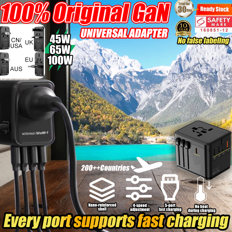 GANUniversal Adapter Travel International Adapter Plug Universal Adapter Charger 100W Adaptor Univer