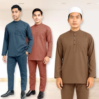 ผู้ชาย Slim Fit Baju Melayu ผู้ใหญ่ผู้ชายชุด Baju Raya 2026