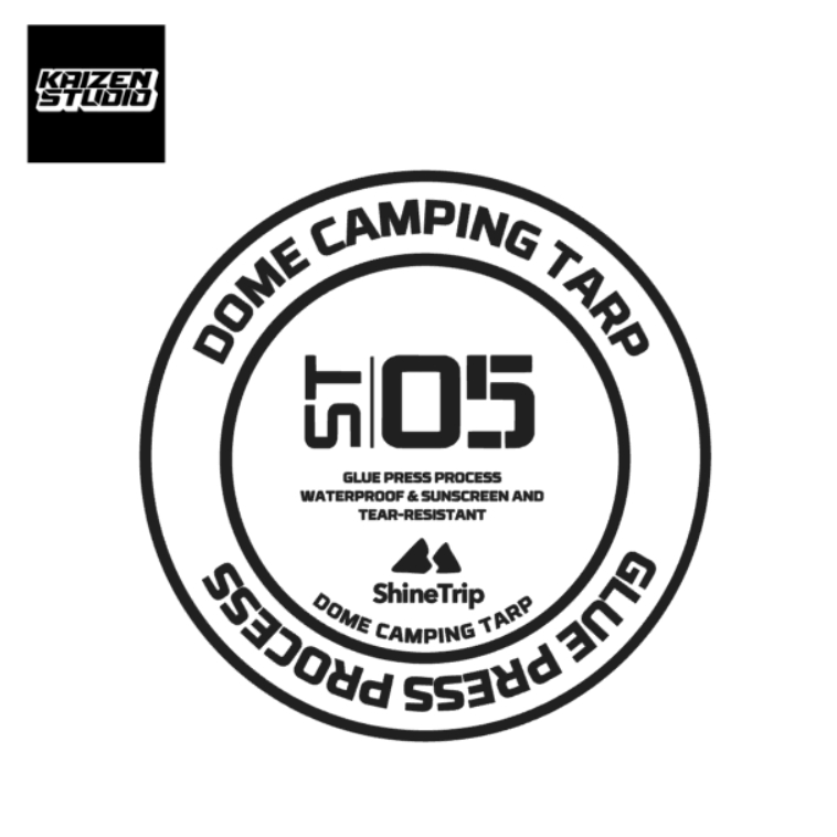 KAIZEN STUDIO Shine Trip Dome Camping Tarp Shinetrip ST05 เดินป่าไวนิลกลางแจ้งตัดสติกเกอร์