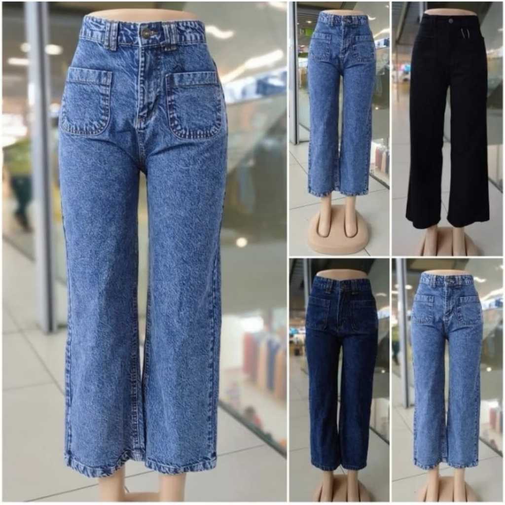 Seluar Kitty Palazzo TT Pocket Palazzo กางเกงยีนส์ขายาวขากว้าง Untuk Perempuan คุณภาพสูง Seluar Mobi