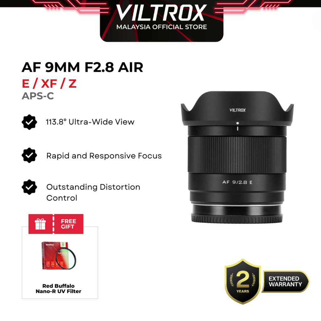 VILTROX AF 9 มม.F2.8 Air E/Z/XF APS-C เลนส์โฟกัสอัตโนมัติสําหรับกล้อง SONY E-Mount FUJI X-Mount NIKO
