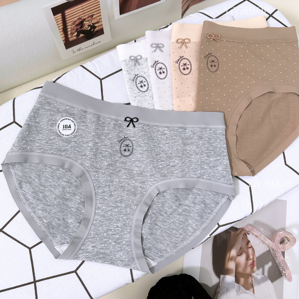 [YiYiSHOP] Sweet Polka A-Class Cotton สบายกางเกงชั้นในสตรี 45-62KG 甜美波点A类型犬外士内裤