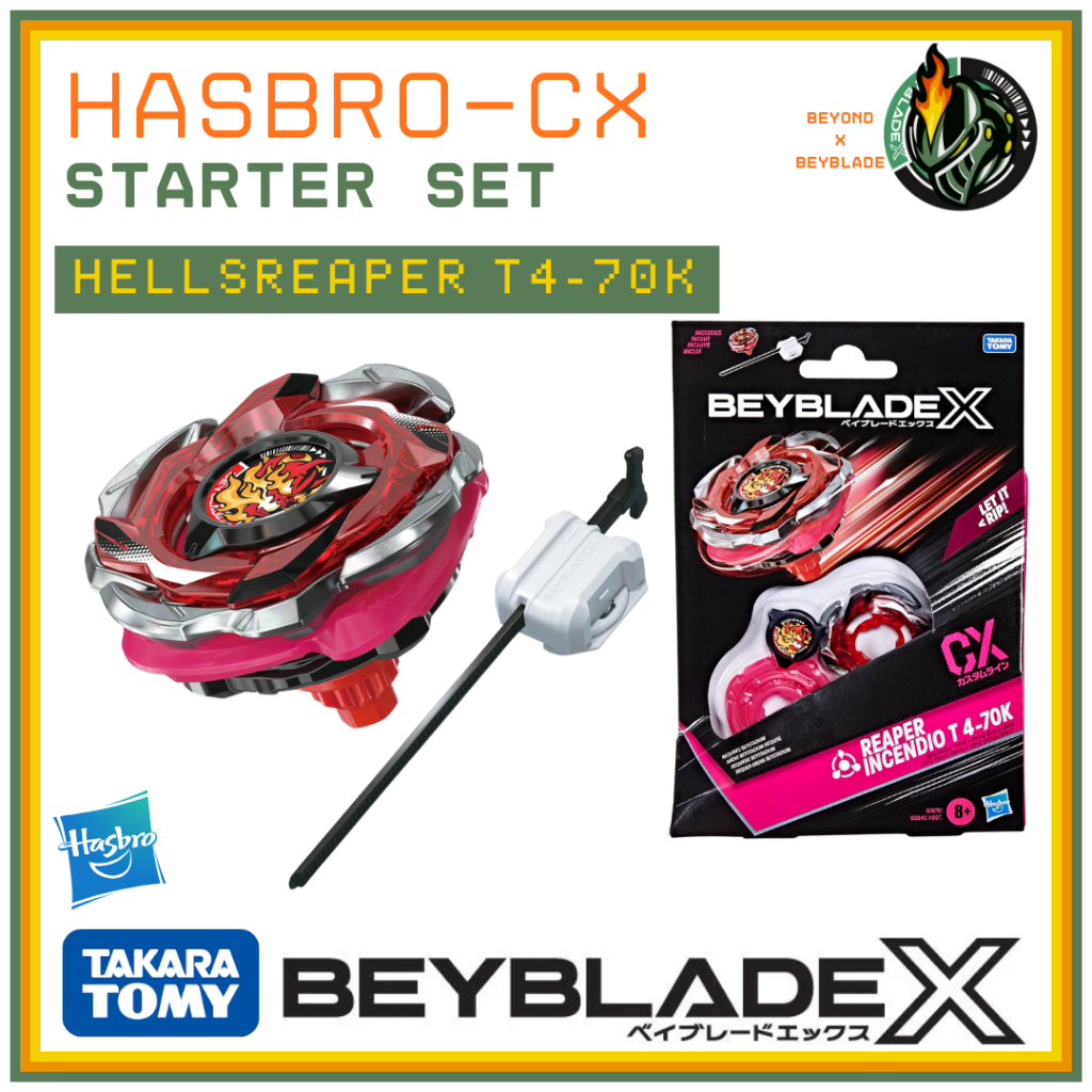 Takara Tomy Hasbro Beyblade X Reaper Incendio \ Hells Reaper T4-70K Starter Set (Kick bit!!)