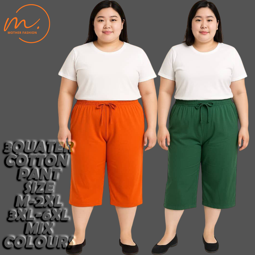 3QUATER SLEEPING PANT PLAIN/STRIP/PRINTED COTTON 100% (SIZE M-6XL)