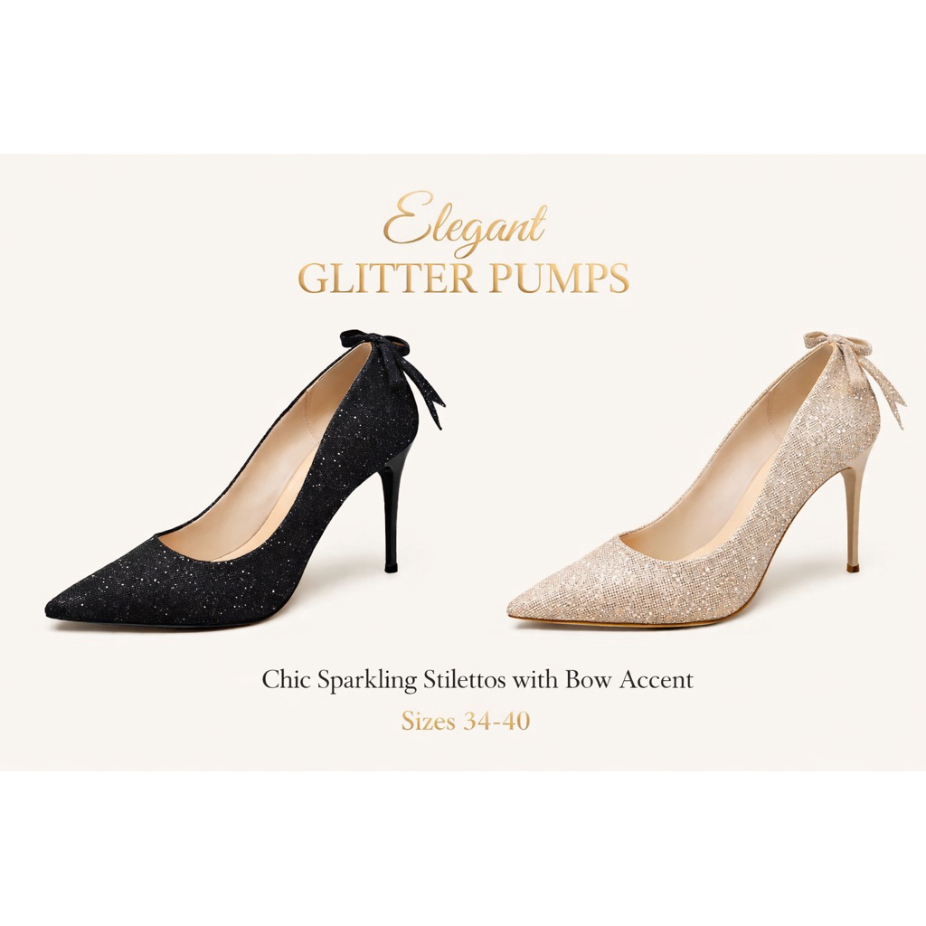 ผู้หญิงGlitter Stilettoรองเท้าส้นสูงชี้Toe Daily & Dateสวมใส่ปั๊มElegant All-Matchขนาด34-40