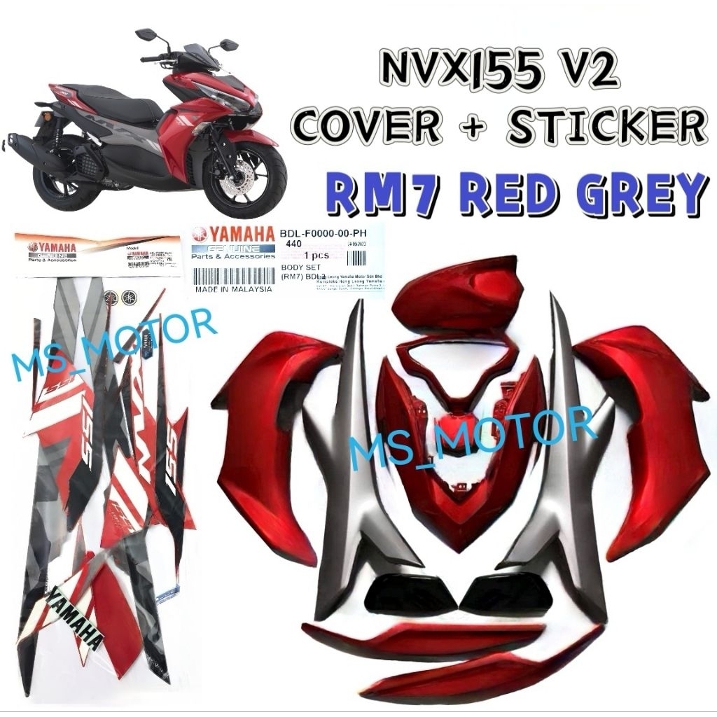 COVERSET NVX155 V2 HLY RM7 RED BODY COVER SET BDL-F0000-00-PJ PG PH YAMAHA NVX 155 CM6 CYAN GREEN DP