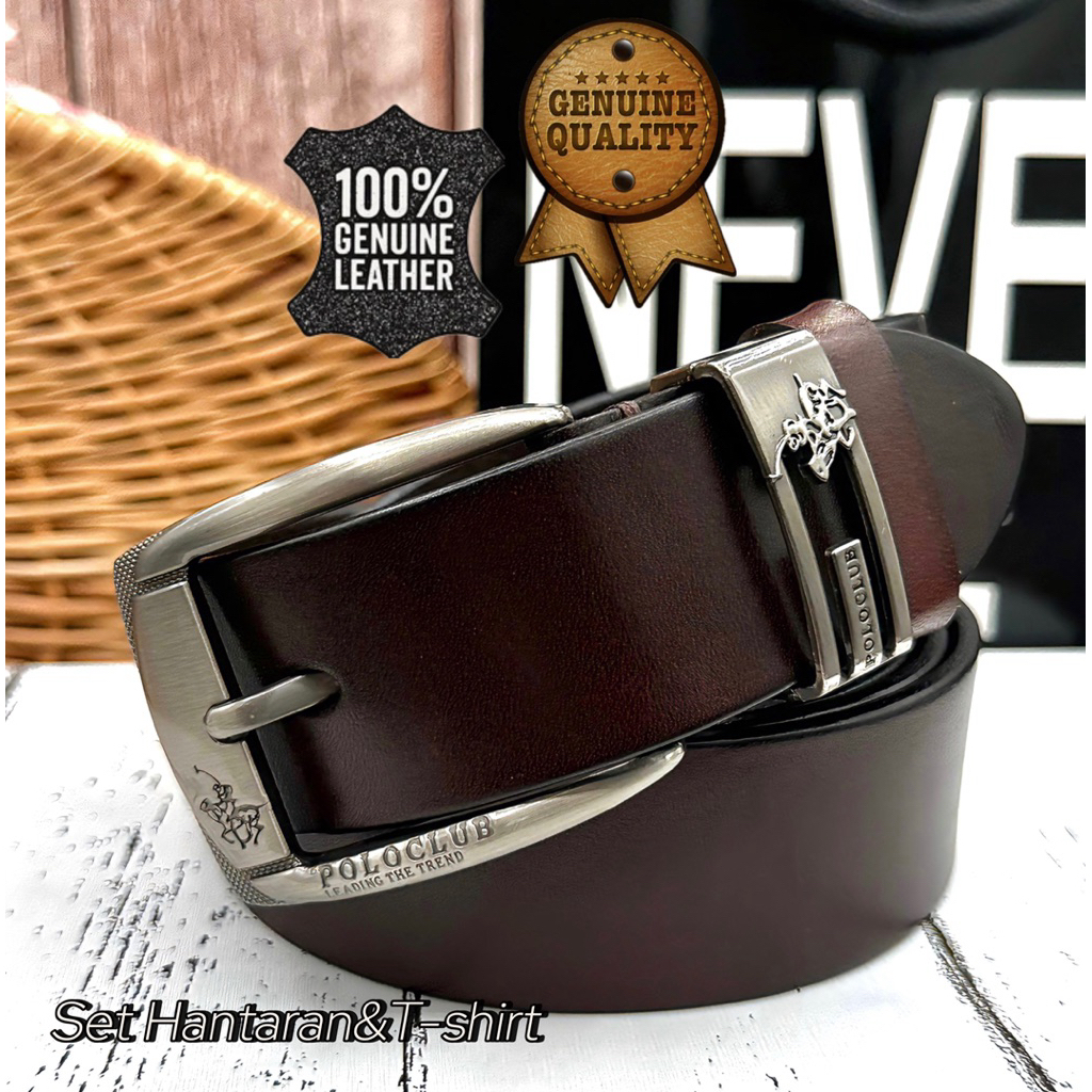 115-130CM LEATHERT•[ POLO CLUB ]•LEMBU LEATHER WAIST STRAP 115-130 CM WAIST STRAP สําหรับผู้ชาย
