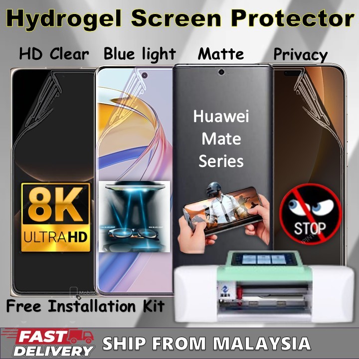 ฟิล์มกันรอยหน้าจอ Hydrogel สําหรับ Huawei Mate 80 / Mate 70 / Mate 60 Pro Promax RS Air XT