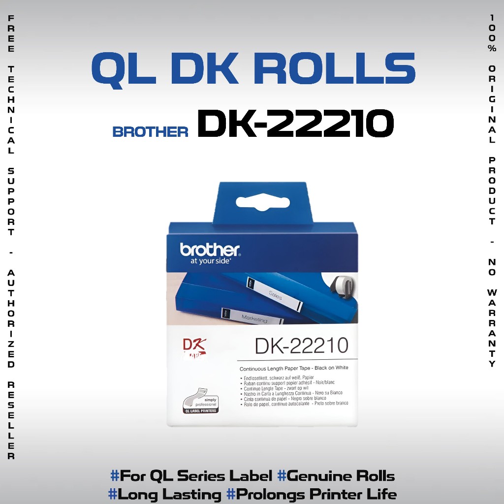 BROTHER DK-22210 ป้ายต่อเนื่อง (29mm) สําหรับ QL-800 QL-700